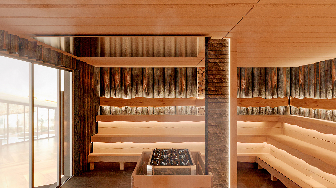 Коммерческая баня с броской отделкой