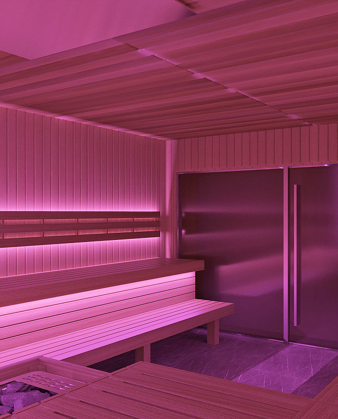 Сауна с эффектным освещением