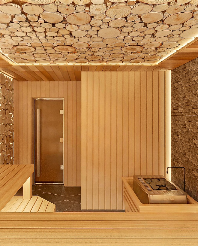 Сауна с печью Harvia в коттедже