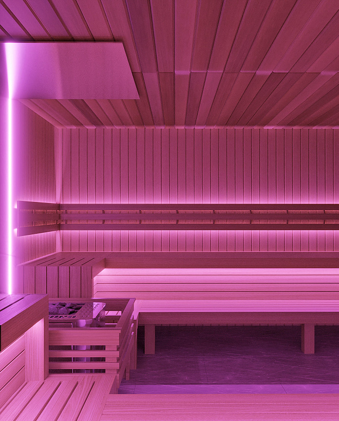 Сауна с эффектным освещением