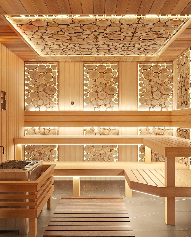 Сауна с печью Harvia в коттедже