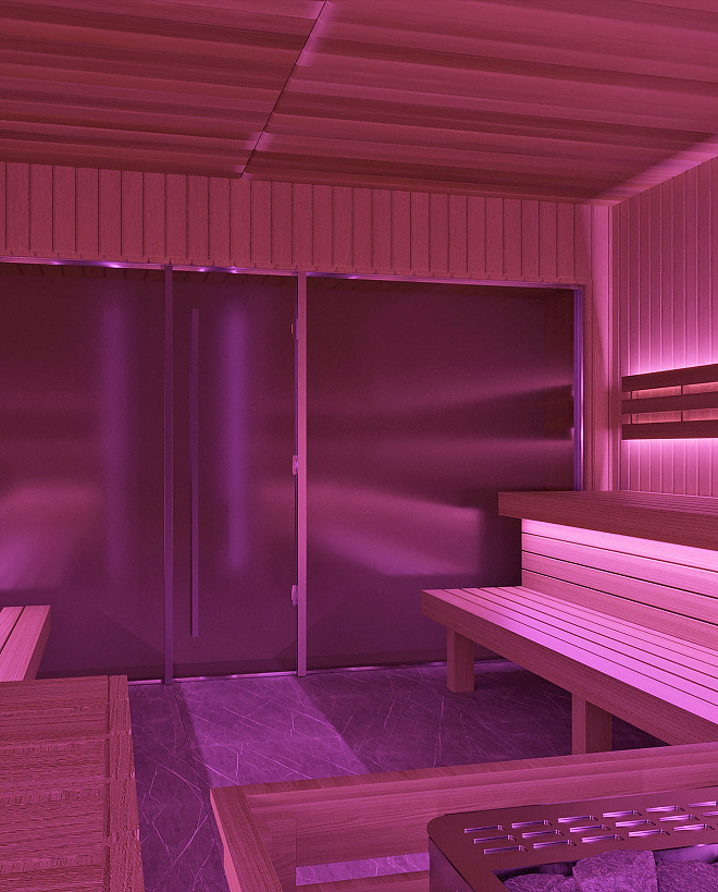 Сауна с эффектным освещением