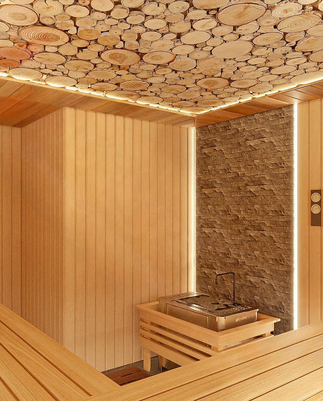 Сауна с печью Harvia в коттедже