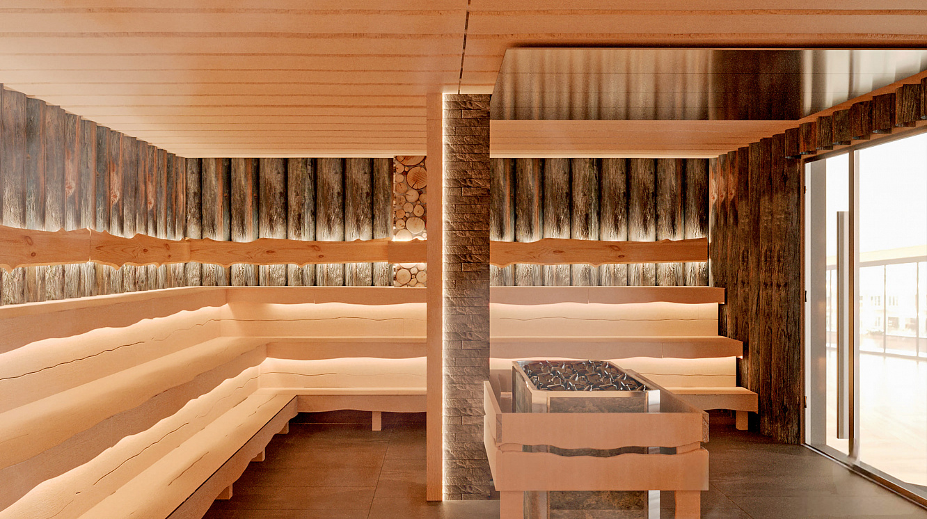 Коммерческая баня с броской отделкой