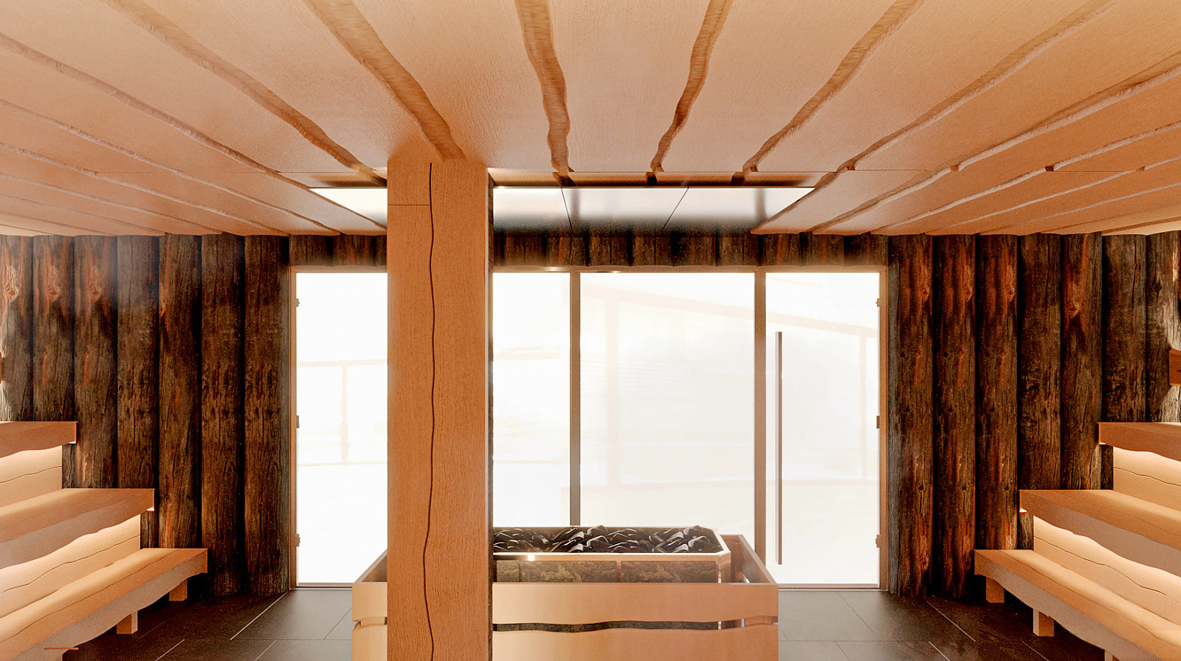 Коммерческая баня с броской отделкой